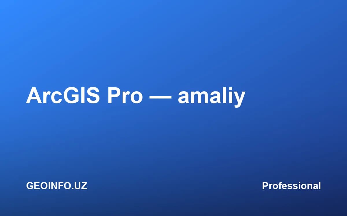 ArcGIS Pro — amaliy kursi